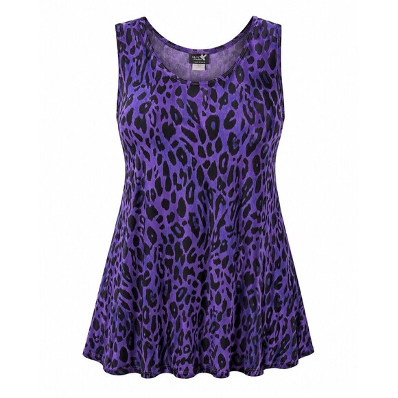 J & JL Fashion Tops - J & JL Fashion Purple Leopard Print Sleeveless Tunic Tank Dress USA